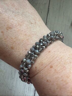 Handmade Beaded Bracelet - Silver and Grey
